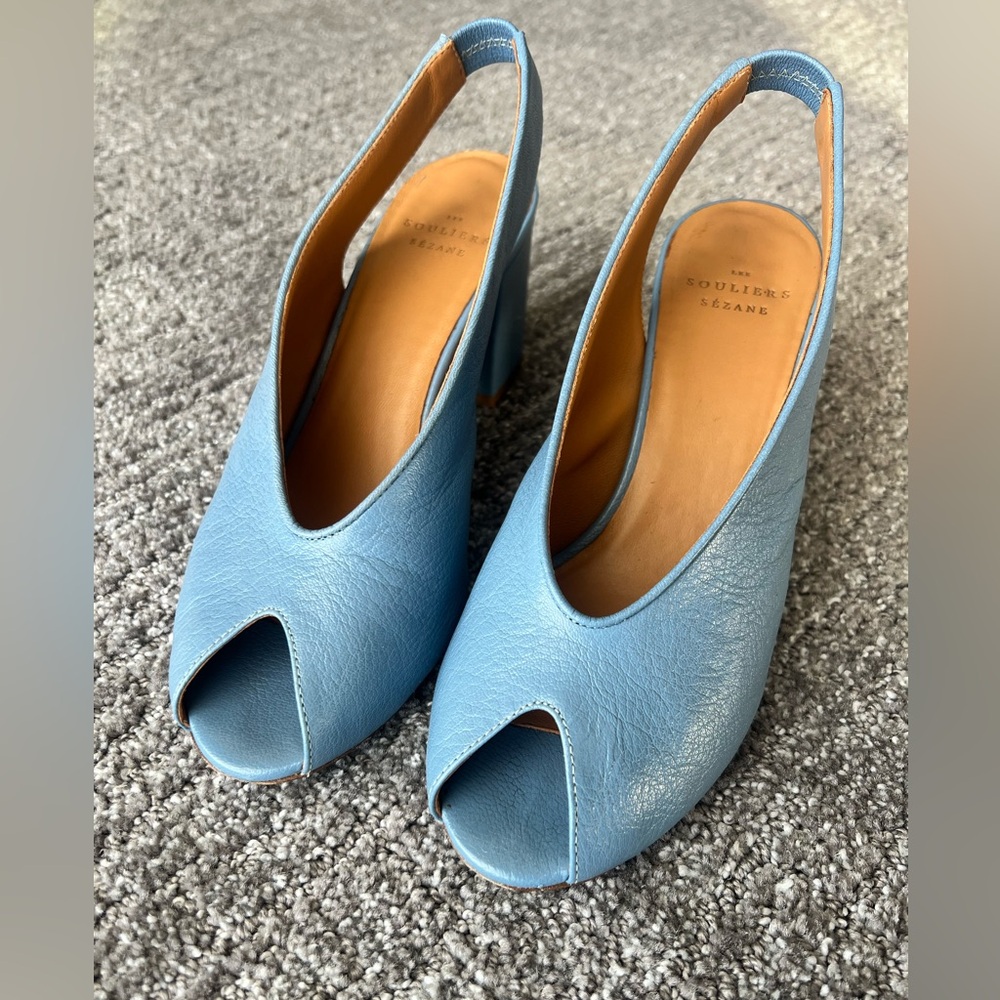 Sezane anais blue heels size 37